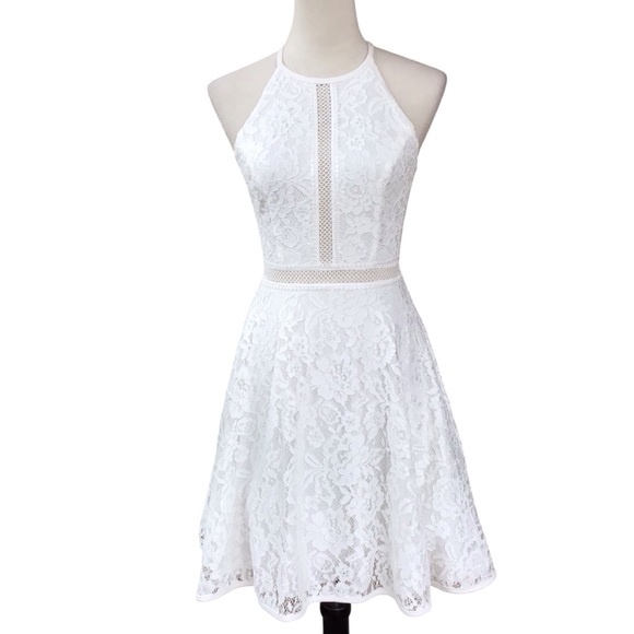 XSCAPE Floral White Lace Halter Cocktail Party Dress Size 2 - Picture 1 of 10